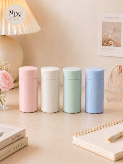 The Summer Breeze: Personalised Sparkle Flask & Mini Portable Fan Gift Set