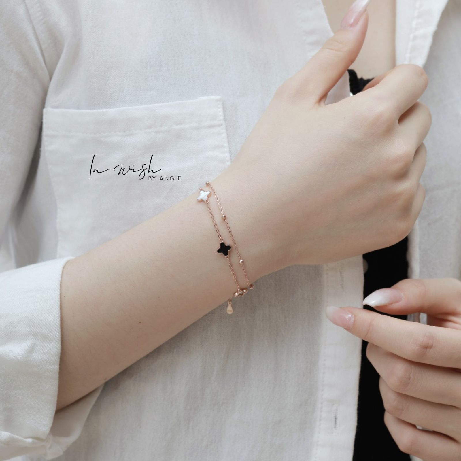 La Wish By Angie Five Leaf Clover Duo Bracelet