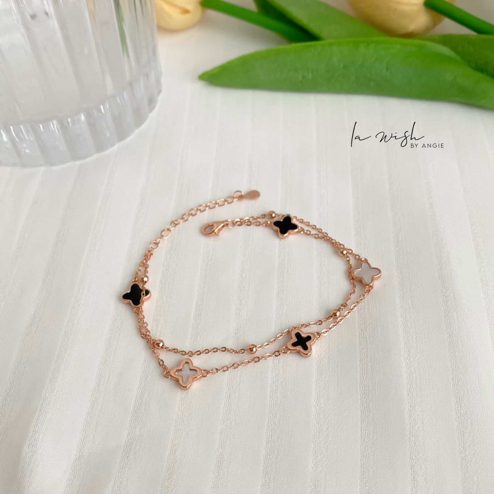 La Wish By Angie Five Leaf Clover Duo Bracelet