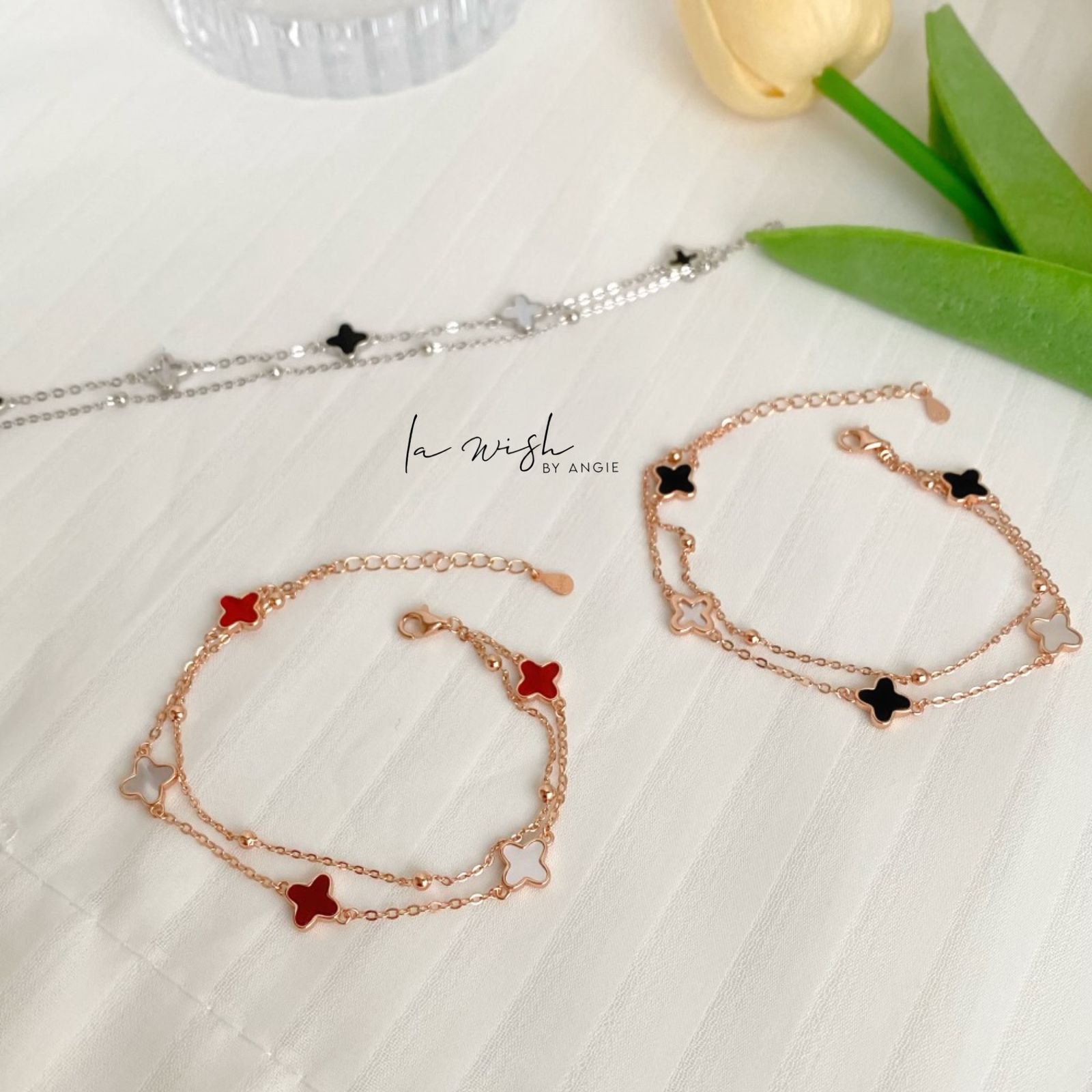 La Wish By Angie Five Leaf Clover Duo Bracelet