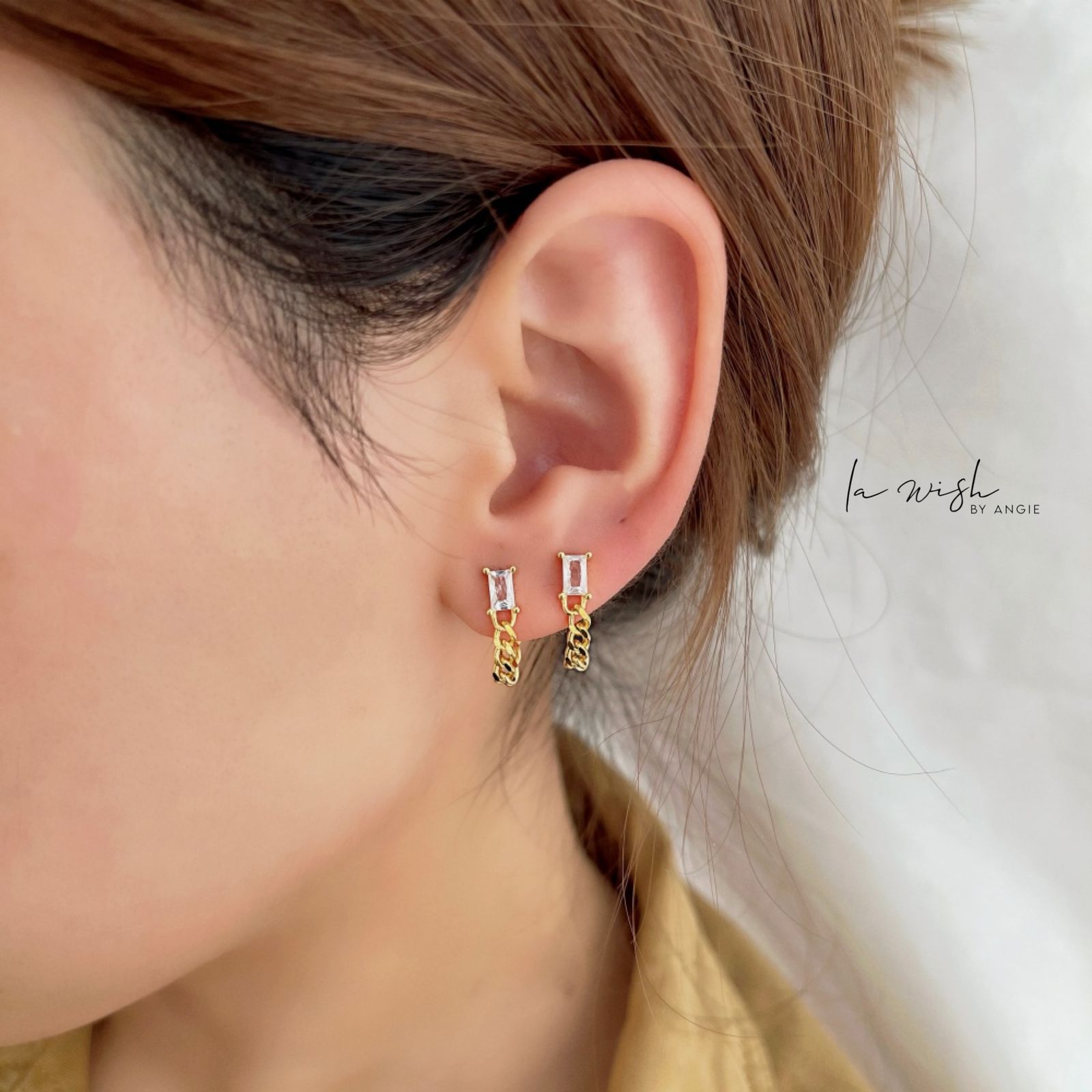 La Wish By Angie Swirl Chain Earrings