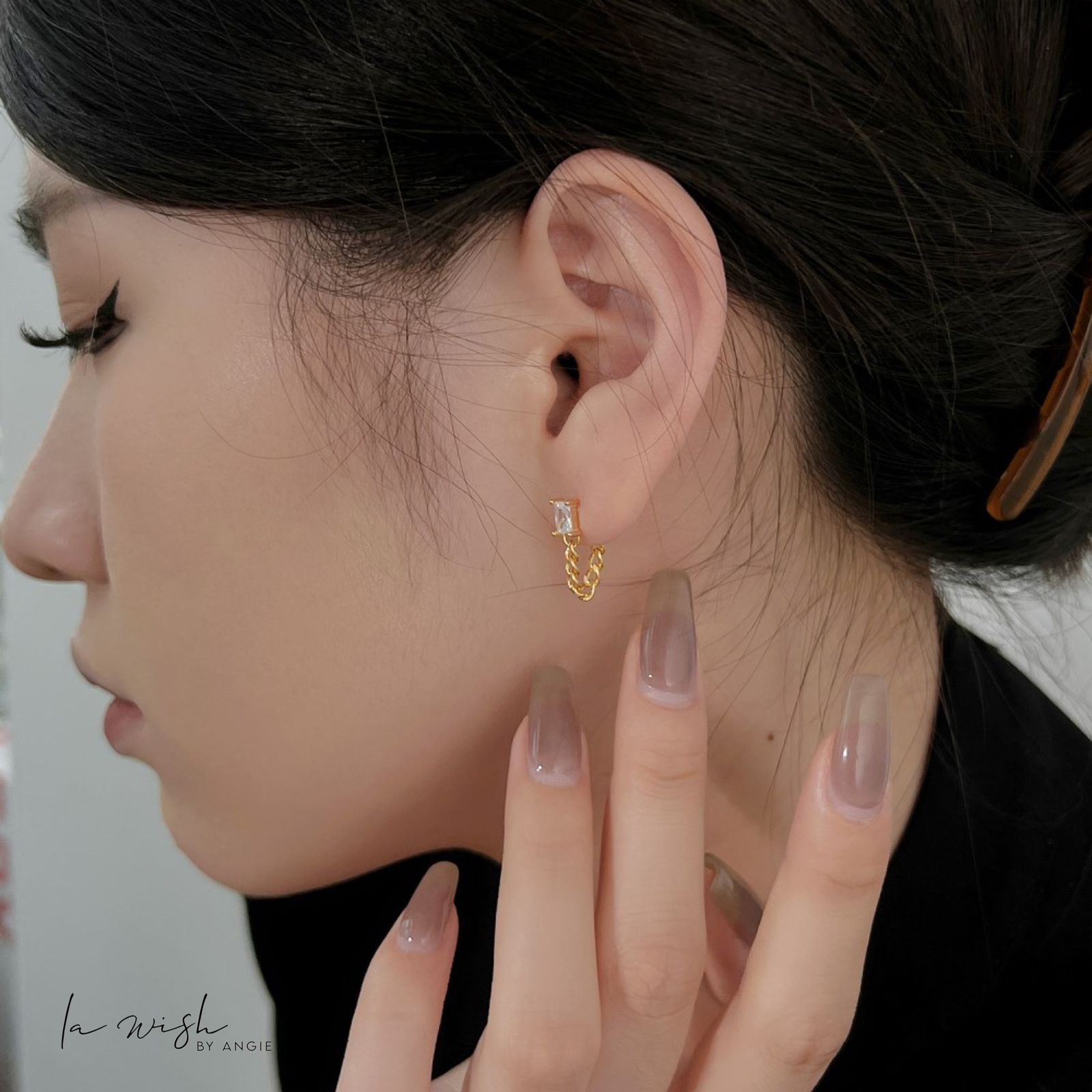 La Wish By Angie Swirl Chain Earrings