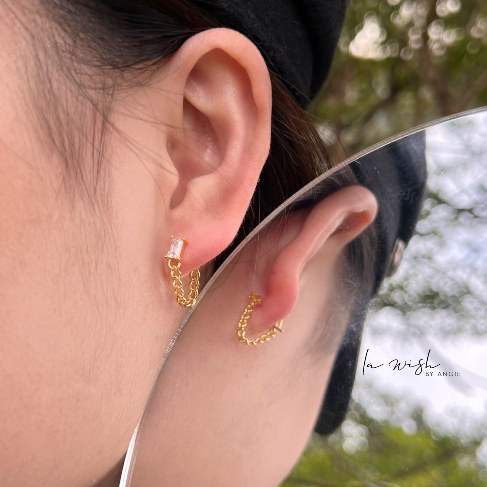 La Wish By Angie Swirl Chain Earrings