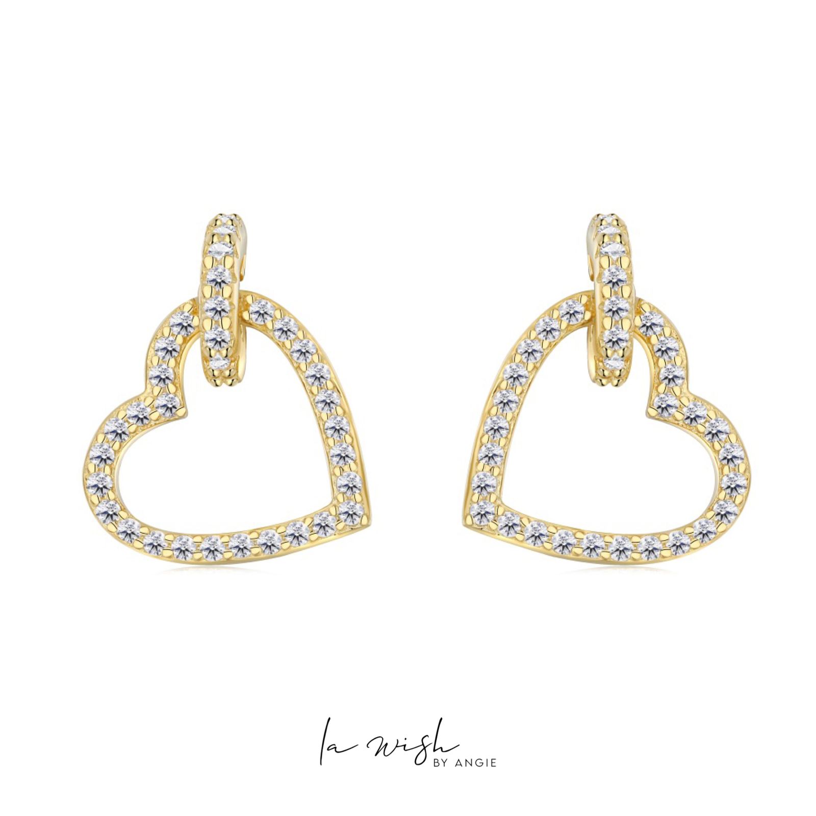 La Wish By Angie Dazzling Heart Drop Earrings