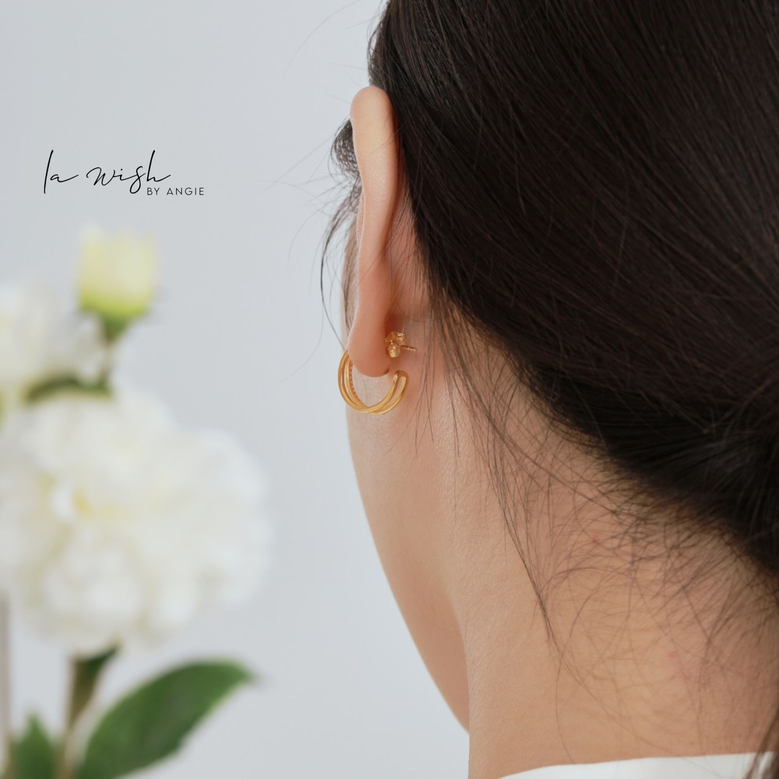 La Wish By Angie Open Huggie Hoop Earrings