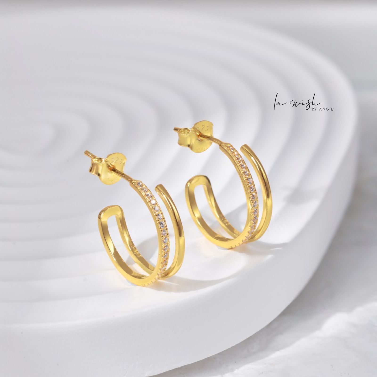 La Wish By Angie Open Huggie Hoop Earrings