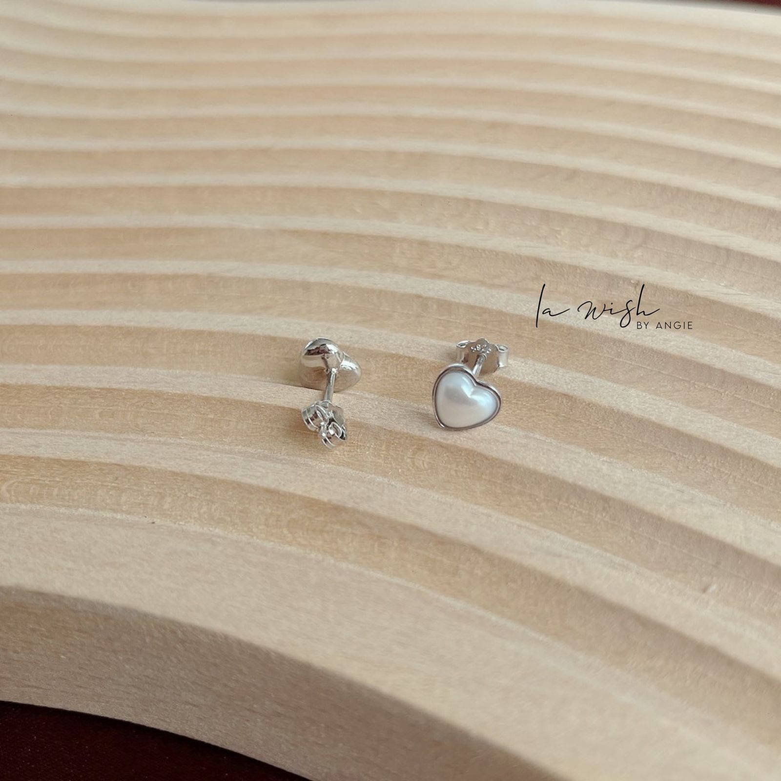 La Wish By Angie Gleaming Hearts Silver Earrings