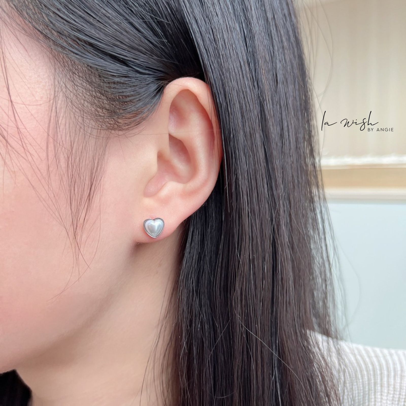 La Wish By Angie Gleaming Hearts Silver Earrings