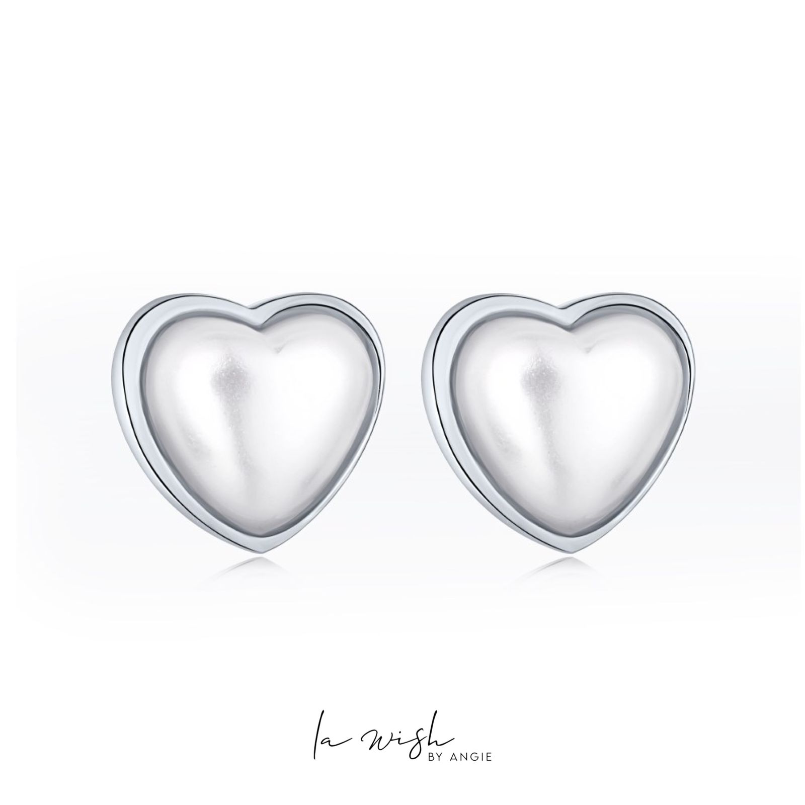 La Wish By Angie Gleaming Hearts Silver Earrings