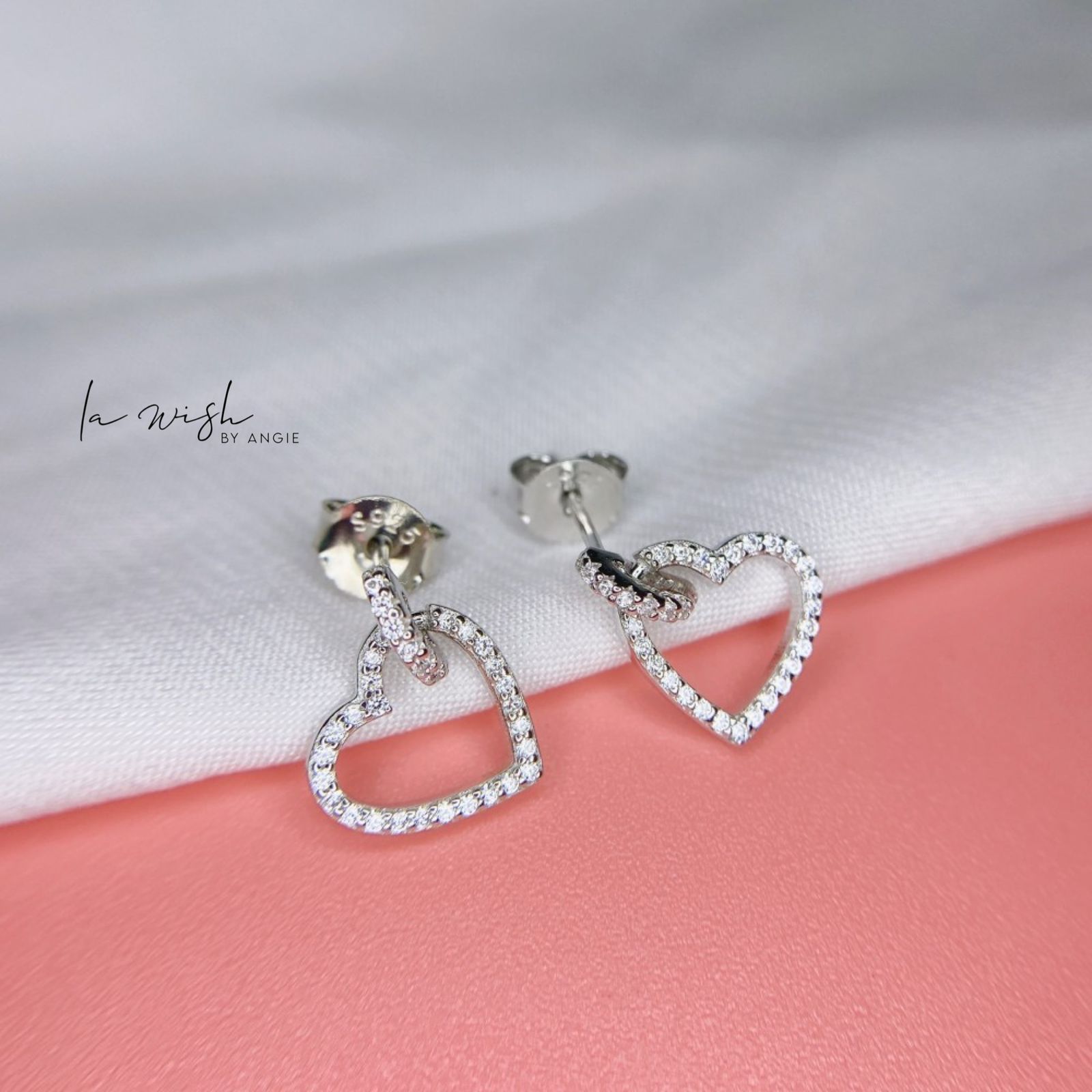 La Wish By Angie Dazzling Heart Drop Earrings