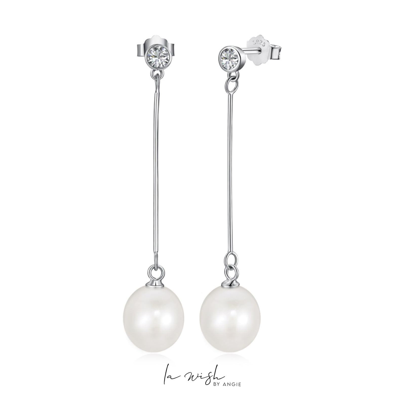 La Wish By Angie Silver Drop Ball Earrings 
