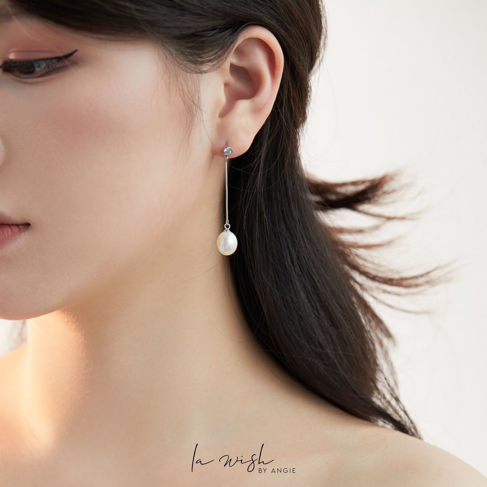 La Wish By Angie Silver Drop Ball Earrings 