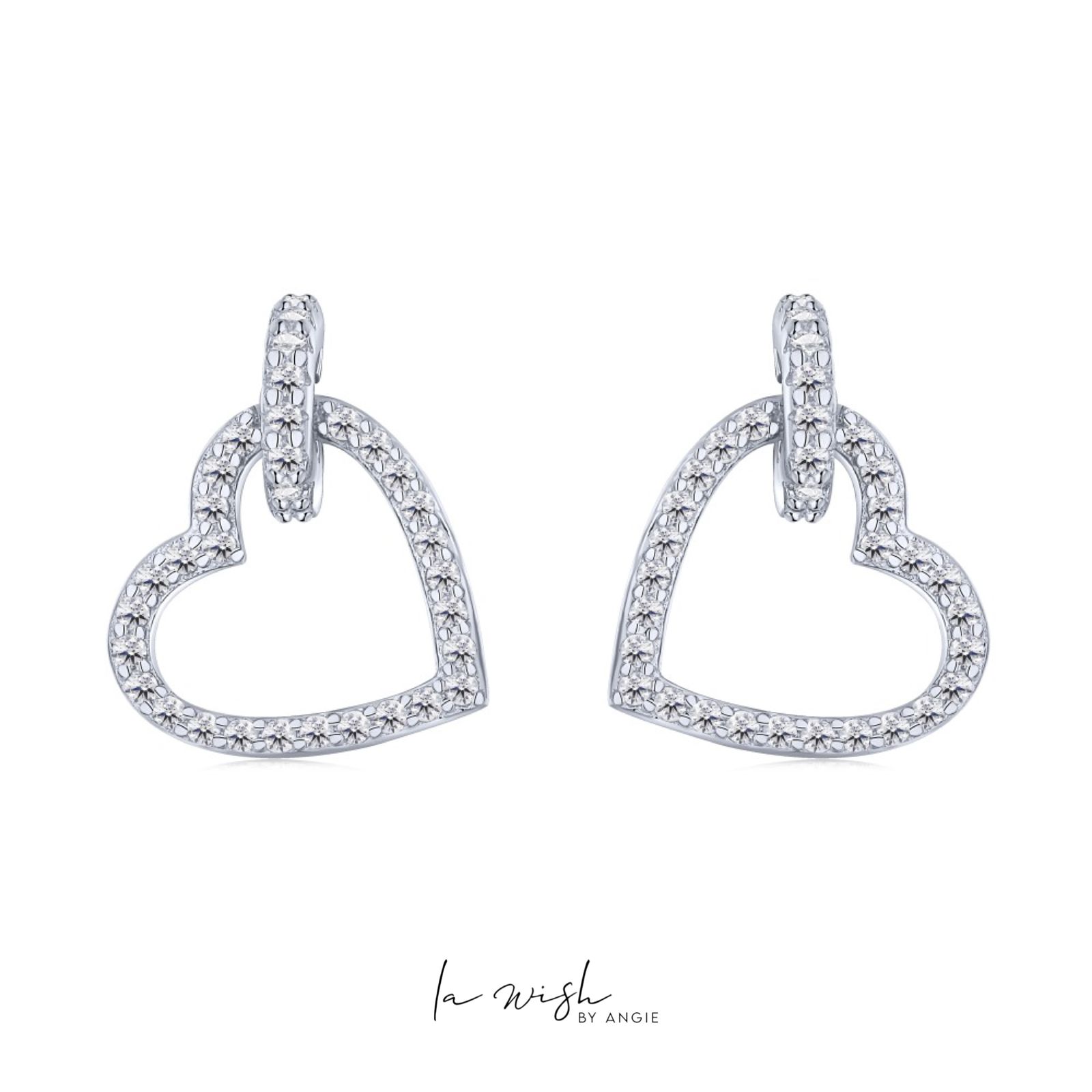 La Wish By Angie Dazzling Heart Drop Earrings