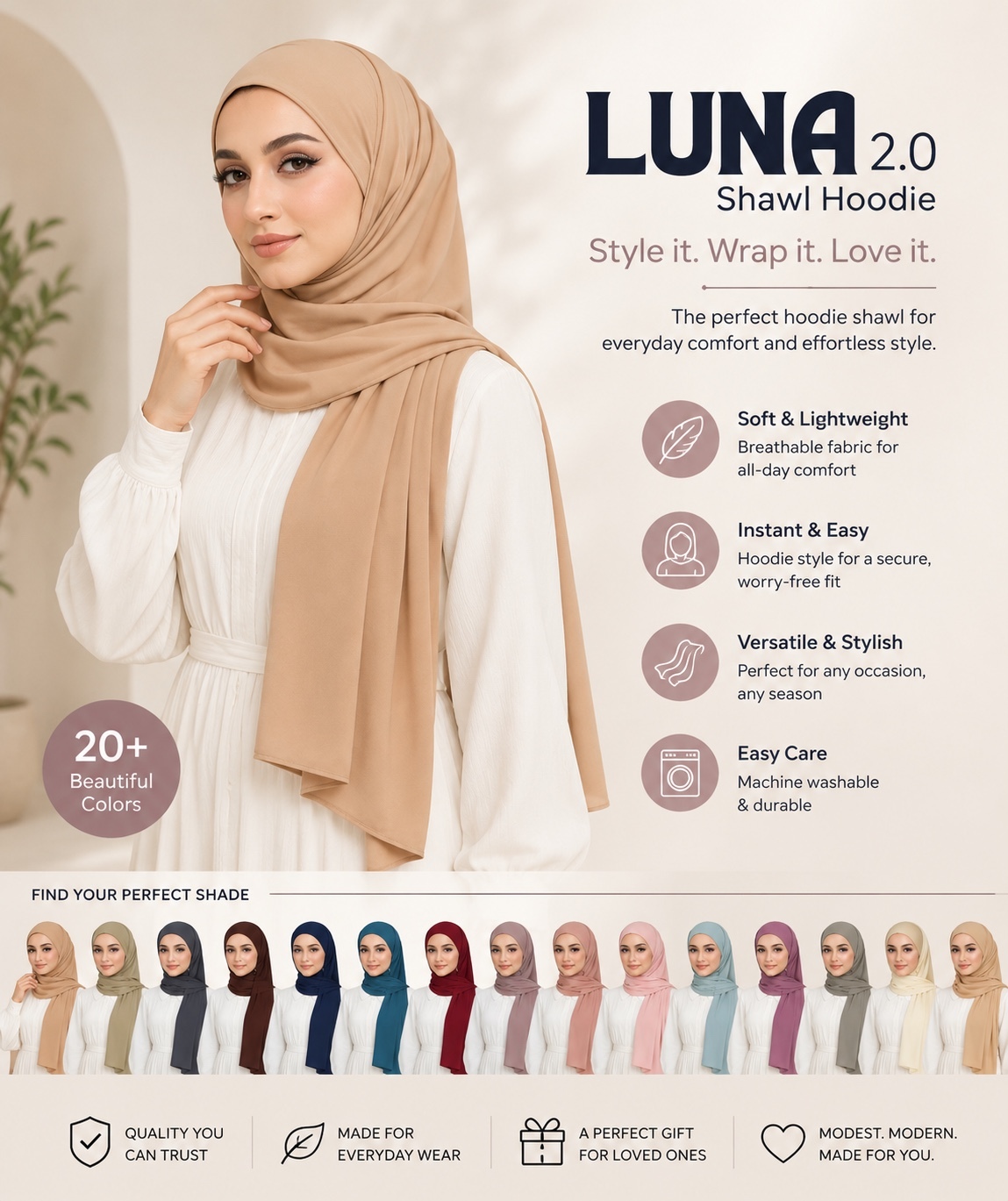 Hoodie Chiffon Shawl