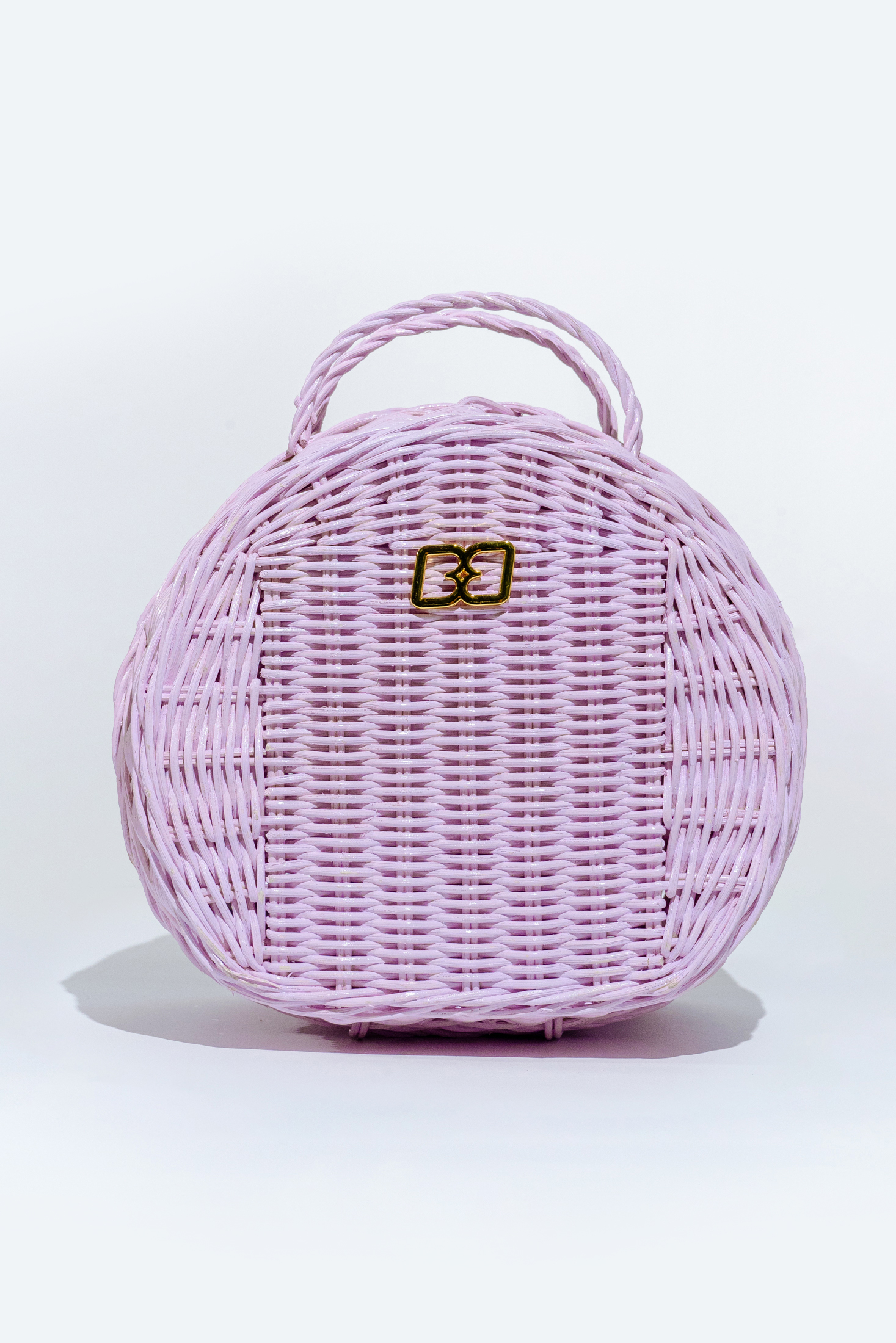 Lilac Dahlia Rattan Bag
