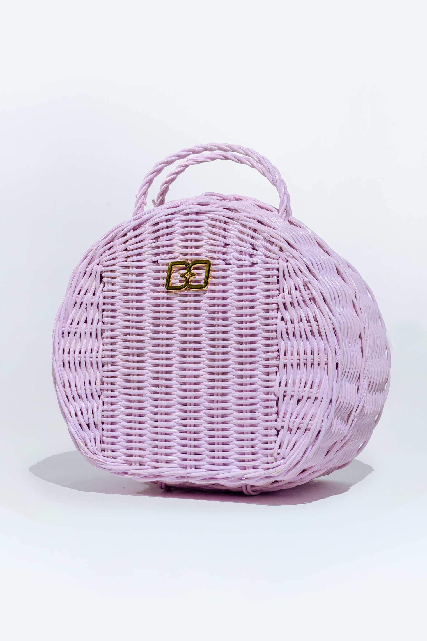 Lilac Dahlia Rattan Bag