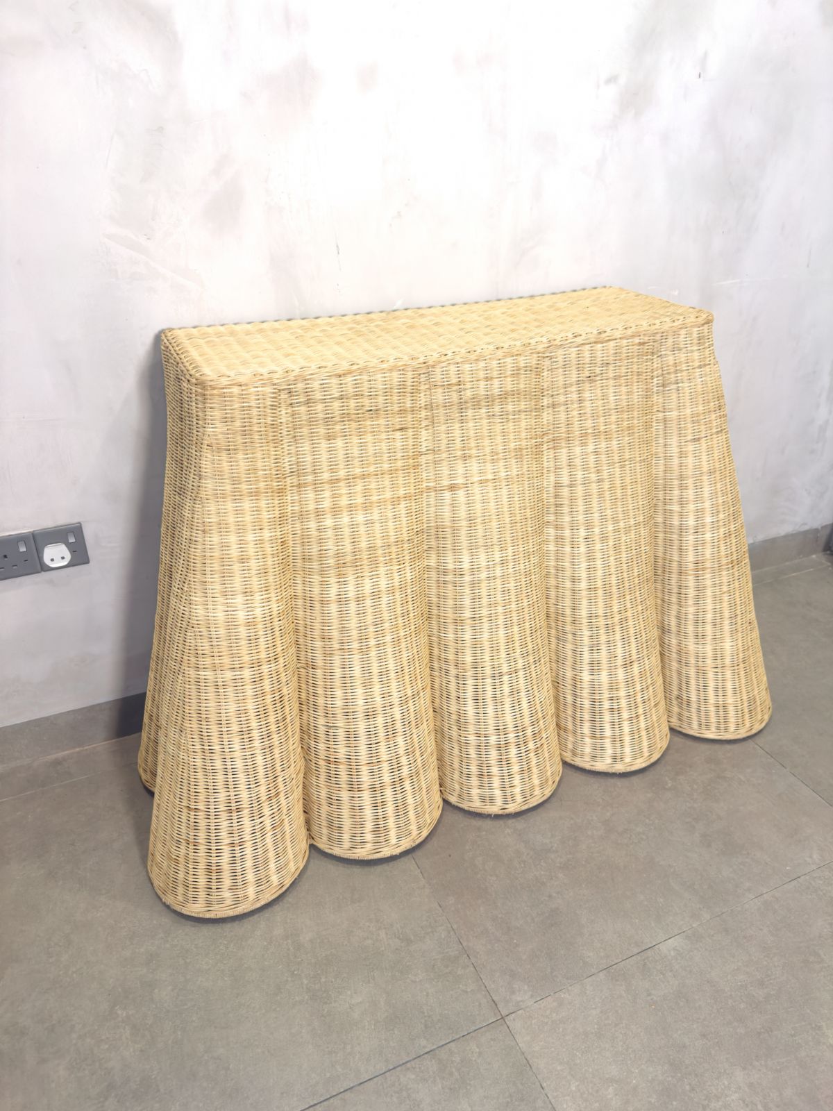 [RENTAL] Rabi Scalloped Rattan Console