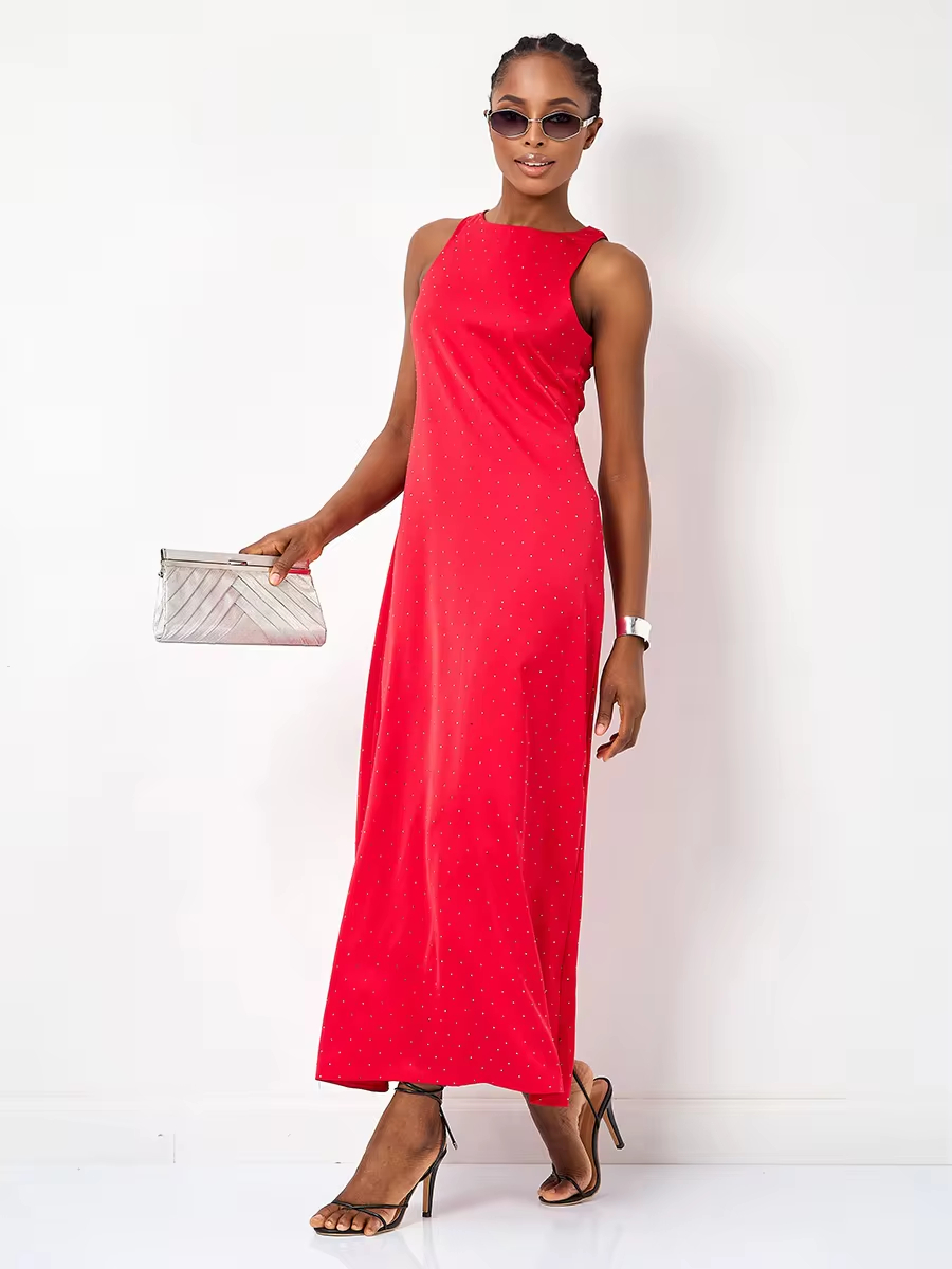 Elegant maxi dress made of Japanese silk worldwide shipping women's apparel