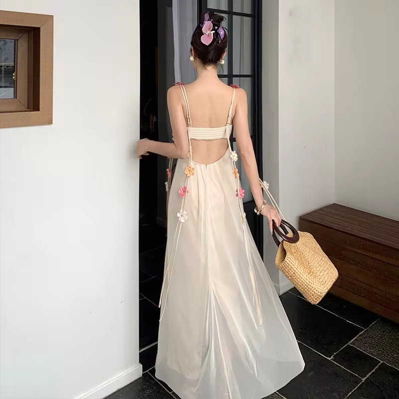 Korean Japan Casual Dresses for women Flower Flowery Elegant Beachwear Vocation Clothes Beach Wear Wedding