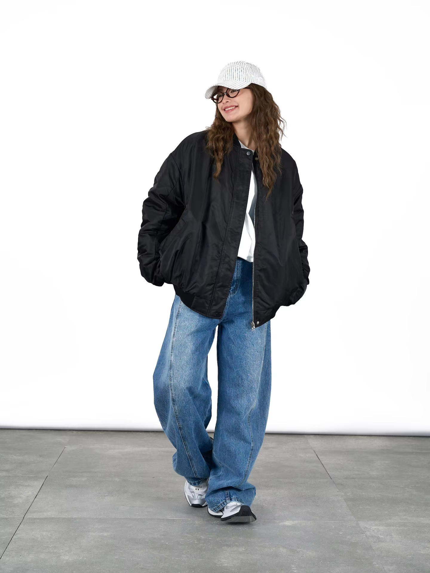 Women's Winter Double-Sided Pilot Cotton Jacket Comfortable Warm Thick Nylon Wool Japanese Street Style Loose Silhouette Zipper