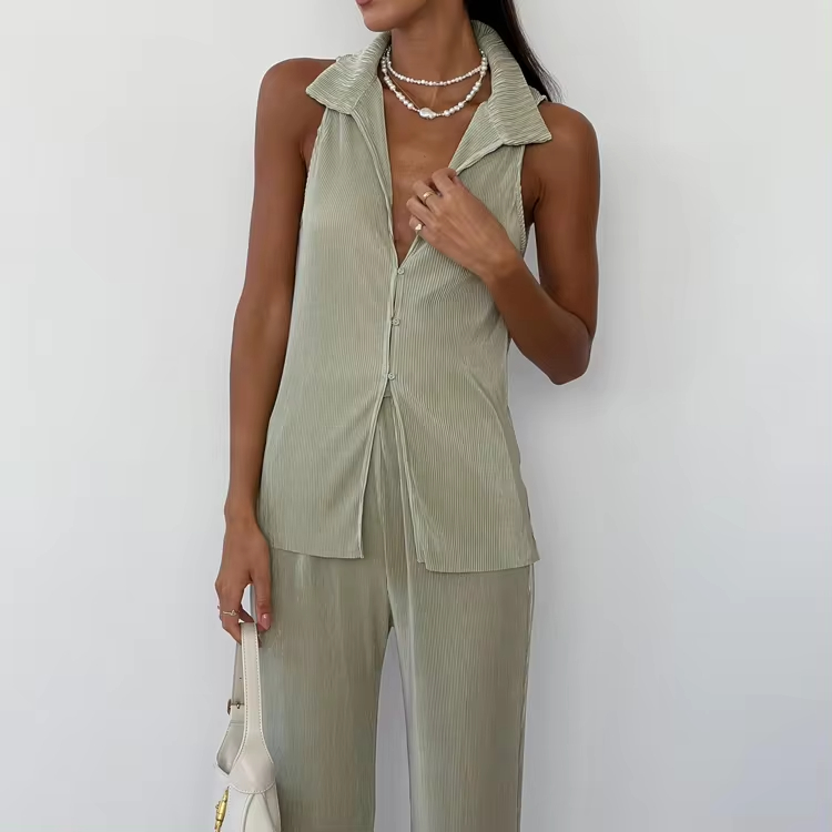 Casual Streetwear Women Ladies Vest Top And High Waist Pants Trouser 2 Piece Co Ord Matching Set Two Piece Women's Clothing Sets