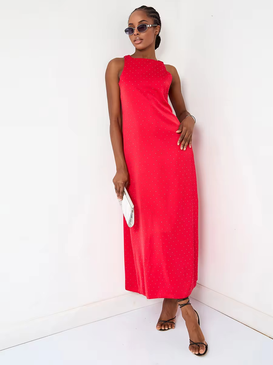 Elegant maxi dress made of Japanese silk worldwide shipping women's apparel