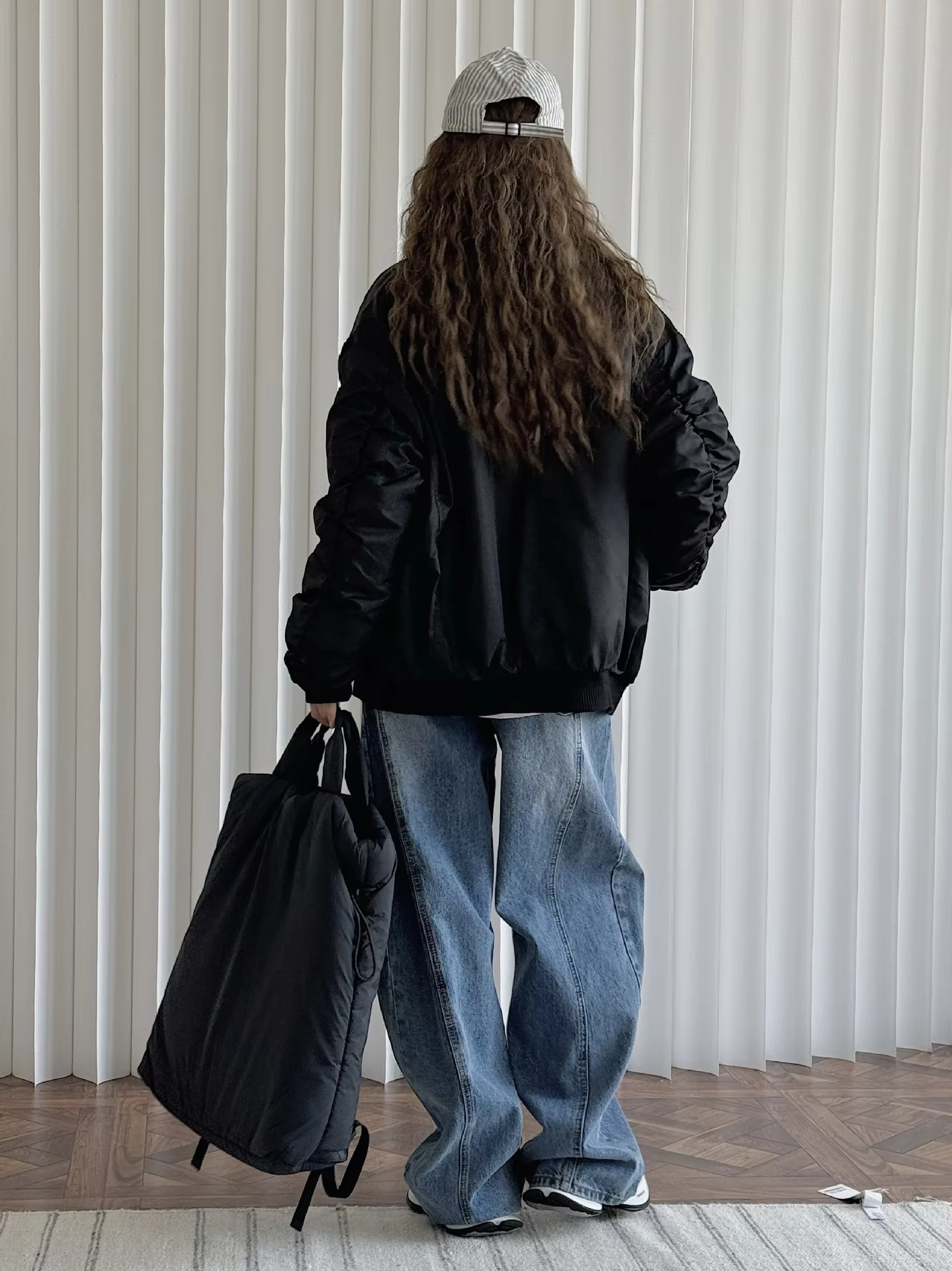 Women's Winter Double-Sided Pilot Cotton Jacket Comfortable Warm Thick Nylon Wool Japanese Street Style Loose Silhouette Zipper