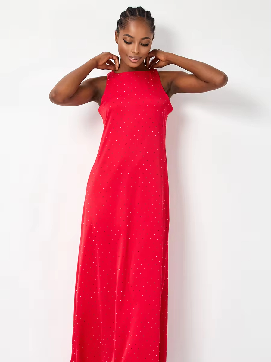 Elegant maxi dress made of Japanese silk worldwide shipping women's apparel