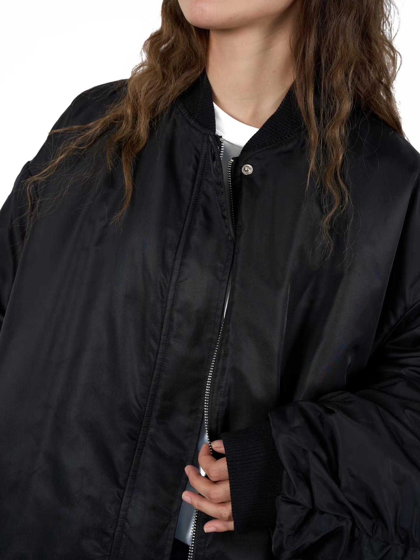 Women's Winter Double-Sided Pilot Cotton Jacket Comfortable Warm Thick Nylon Wool Japanese Street Style Loose Silhouette Zipper