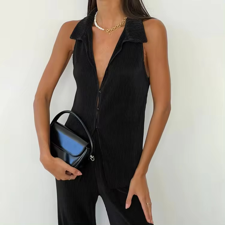 Casual Streetwear Women Ladies Vest Top And High Waist Pants Trouser 2 Piece Co Ord Matching Set Two Piece Women's Clothing Sets