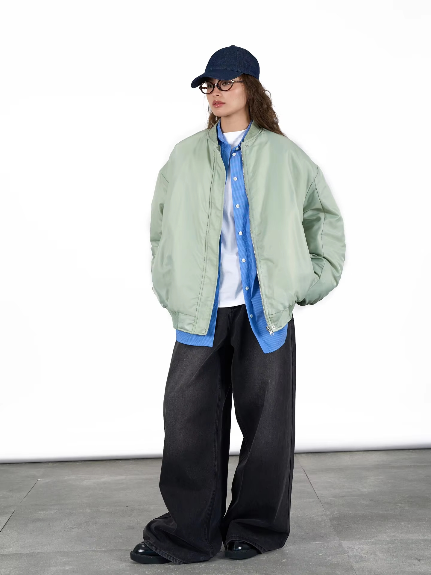 Women's Winter Double-Sided Pilot Cotton Jacket Comfortable Warm Thick Nylon Wool Japanese Street Style Loose Silhouette Zipper