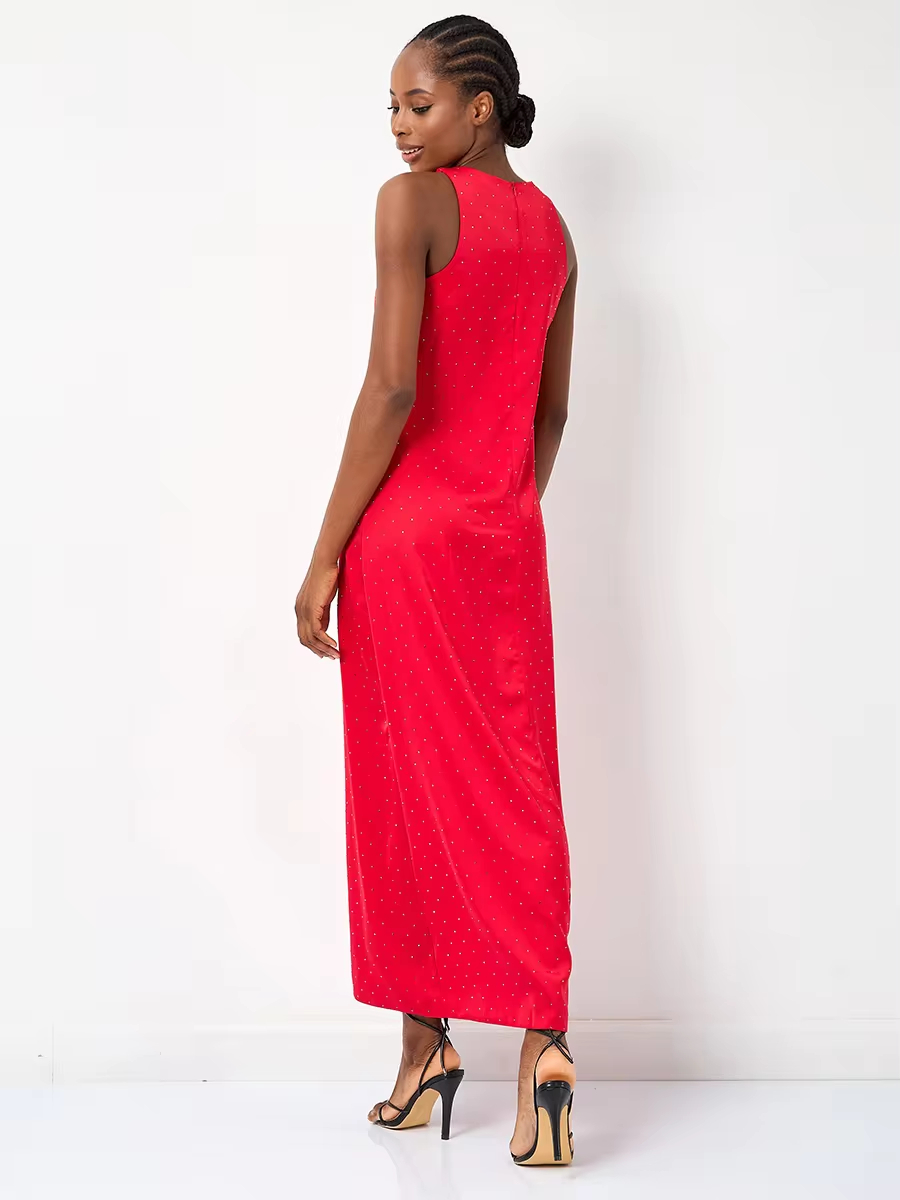 Elegant maxi dress made of Japanese silk worldwide shipping women's apparel