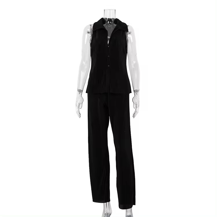 Casual Streetwear Women Ladies Vest Top And High Waist Pants Trouser 2 Piece Co Ord Matching Set Two Piece Women's Clothing Sets