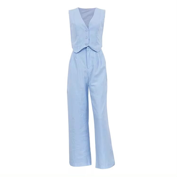 Clothing Manufacturers Ladies Suits 2 Pieces Casual Streetwear Summer Women's Co Ord Sets Two Piece Pants And Vest Top Set Women