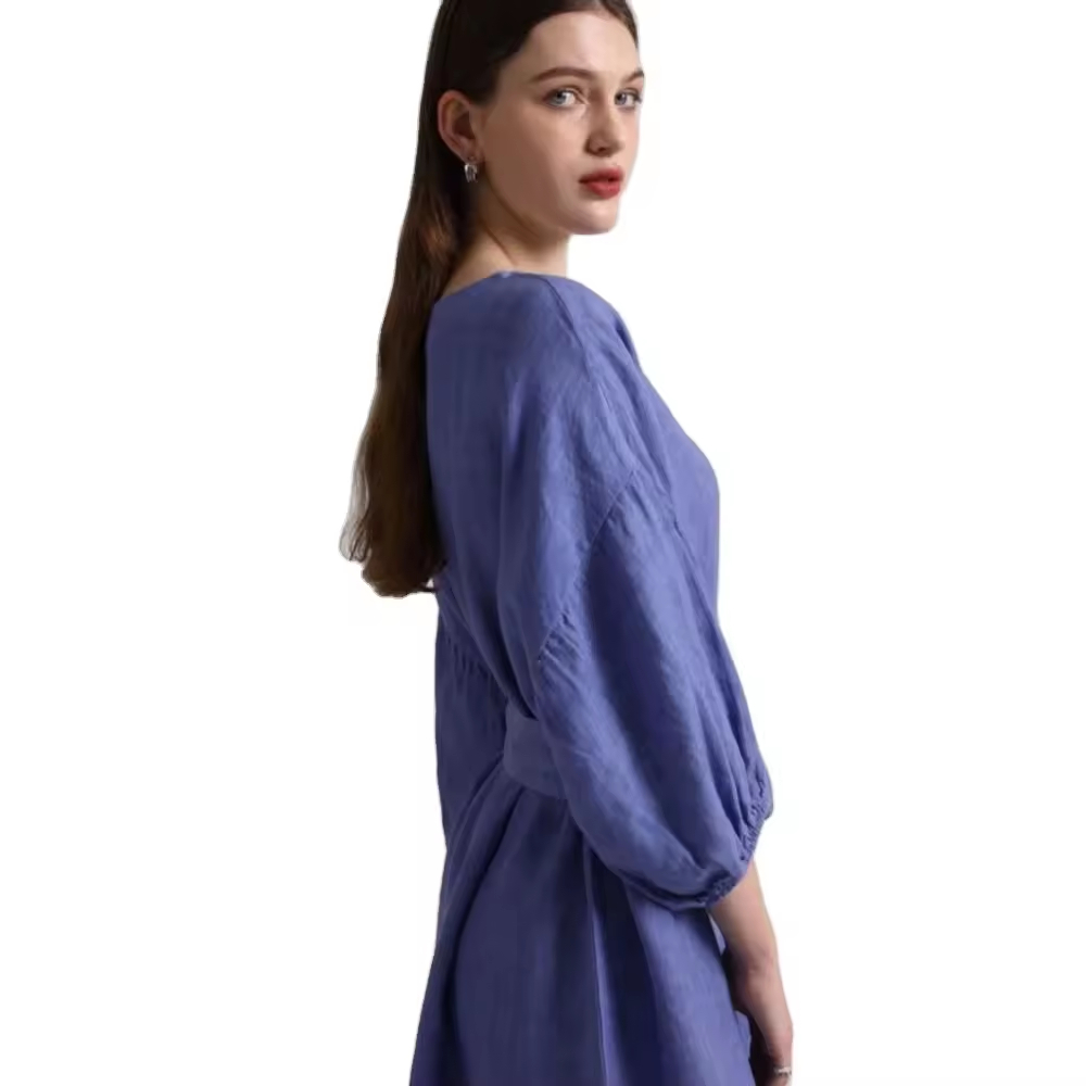 New Product Explosion Women Summer Dresses Scoop Neck Flowy Maxi linen Dress Solid Loose Long Maxi Dress