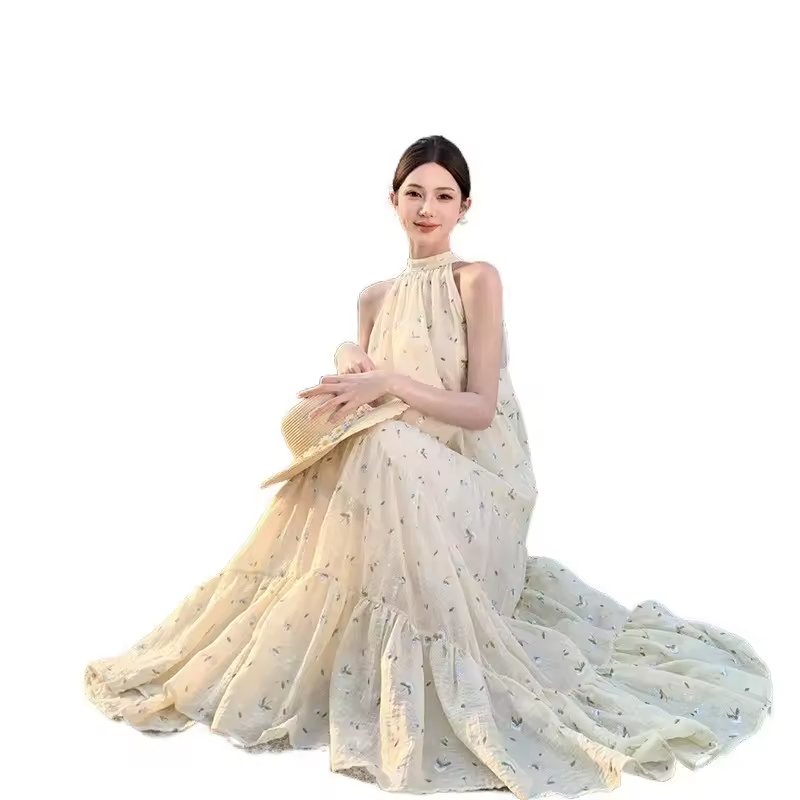 Japan Korean Casual Dresses for women Flower Flowery Holiday Beachwear Vocation Clothes Beach Wear Dress