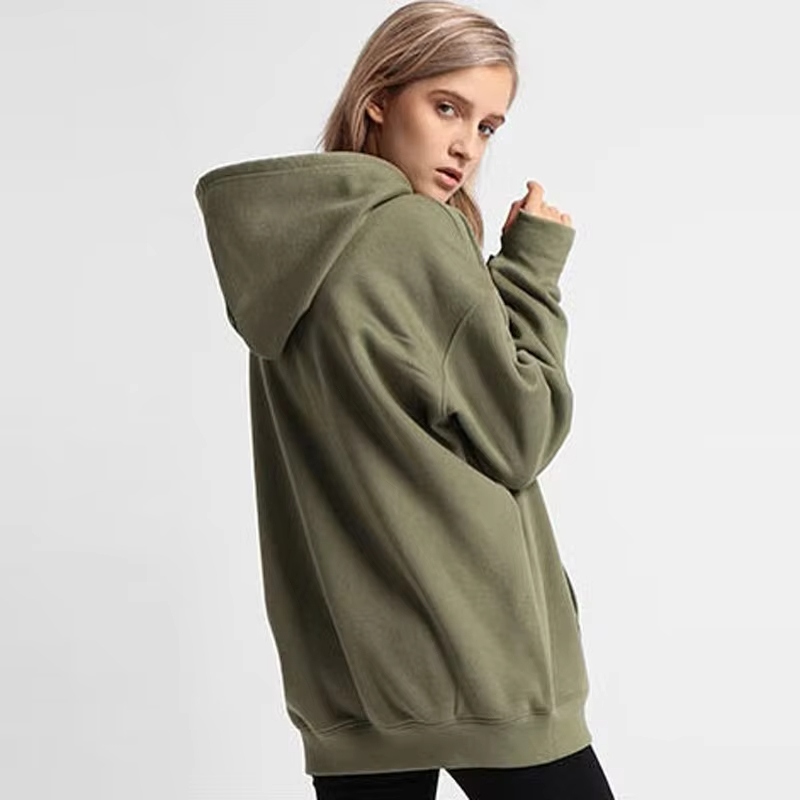 Manufacturer custom high quality women solid cotton oversized hoodie can print logo