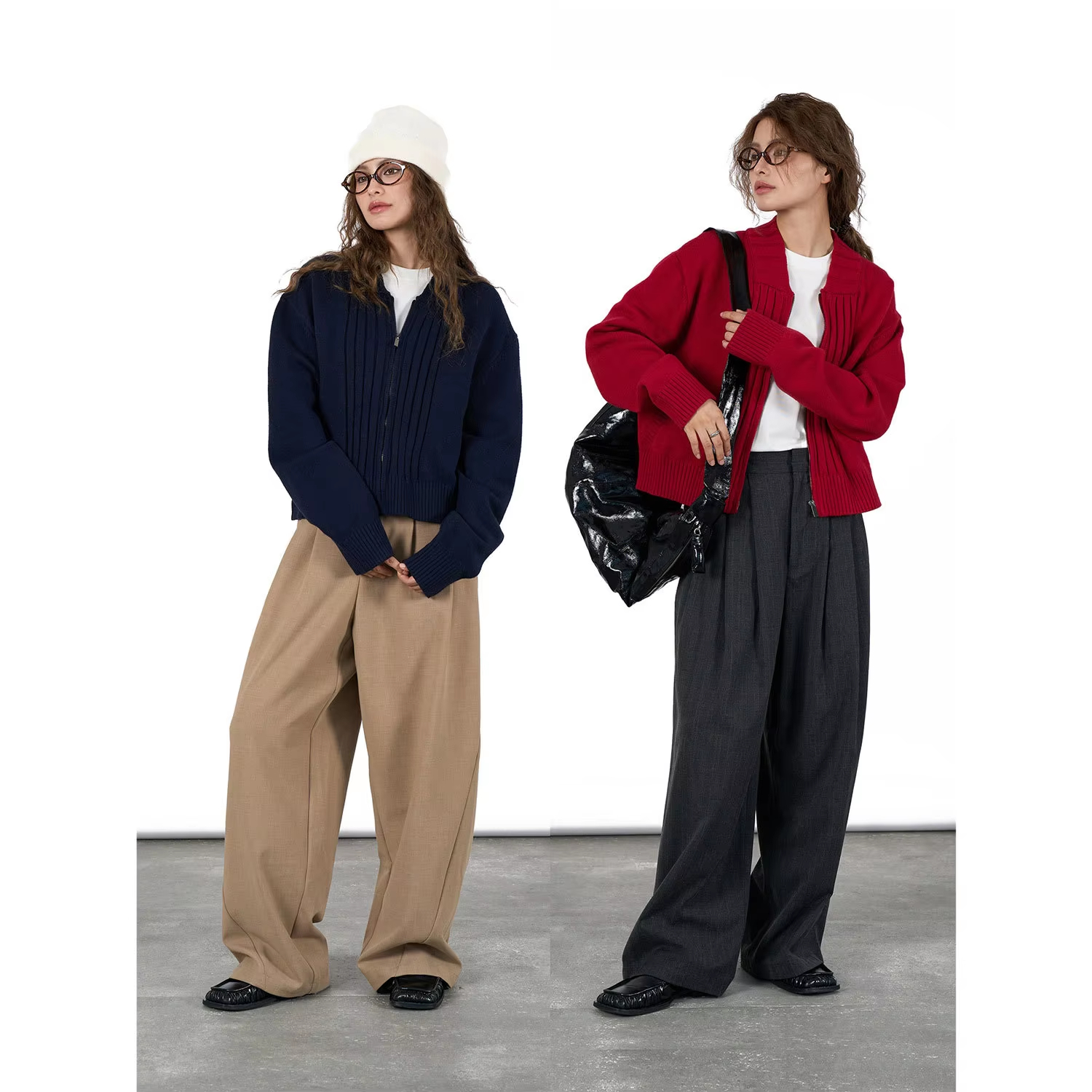 Women's New Korean Casual Commuting Cardigan Comfortable Zipper Top with V-Neck Loose and Slimming for Autumn