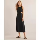 Custom linen fashion summer Cut Out Linen Midi Dress Crew Neck Hollow Waist Mini Cute Zipper party Dresses