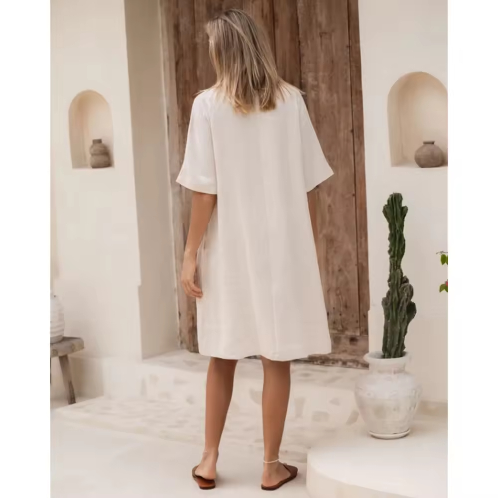 Custom Women Cotton Linen Casual Loose Maxi summer Beach Cover Up Button Long Sleeve Blouse Tunic Tops Cover Up Bikini Dress