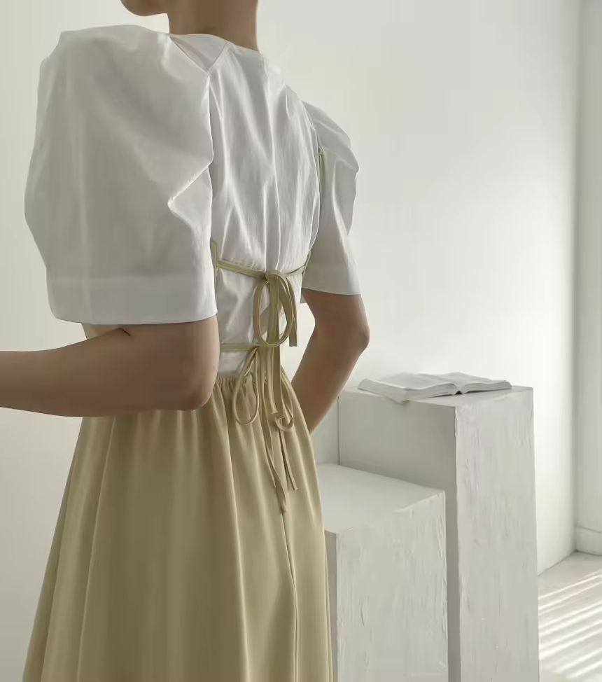 Japan dress chic summer design, back strap dress, sweet high waisted camisole dress for women