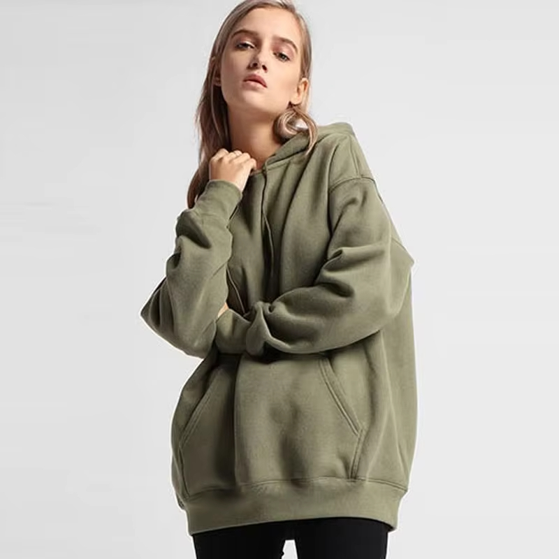 Manufacturer custom high quality women solid cotton oversized hoodie can print logo