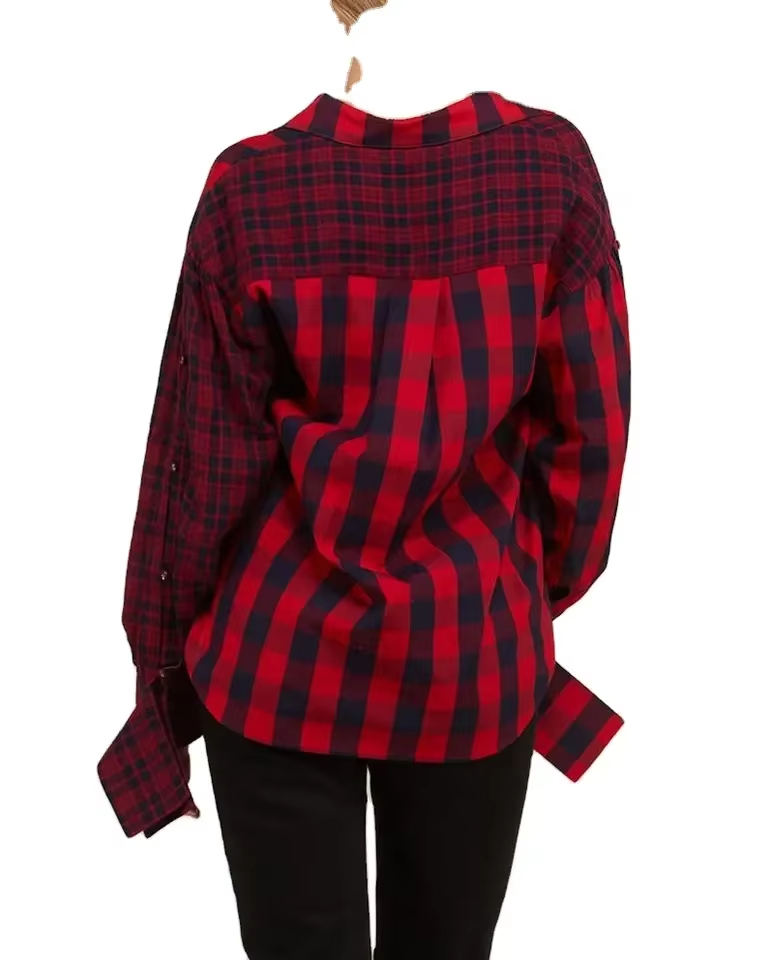 Plaid Shirts Womens Tops And Blouses Casual Button Down Blouses Plaid Shirt Long Sleeve Female Print Cotton