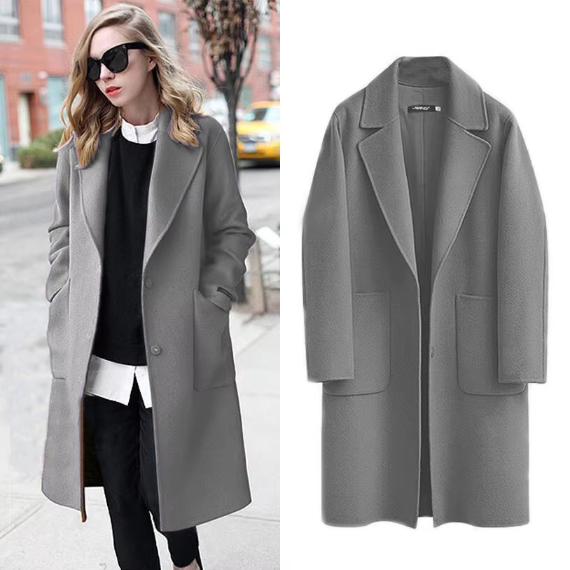 Custom Ladies Stylish Japan Style Coat Long Faux Fur Trench Coat Jackets Outwear Winter Autumn Modest Womens Coats