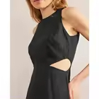 Custom linen fashion summer Cut Out Linen Midi Dress Crew Neck Hollow Waist Mini Cute Zipper party Dresses