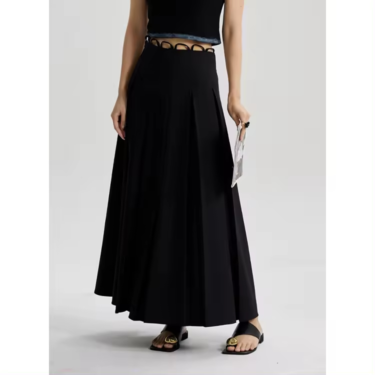 Summer Half Skirt A-line Skirt High Waist Suit with Design Fashion Aristocratic Temperament Long Skirt for Women
