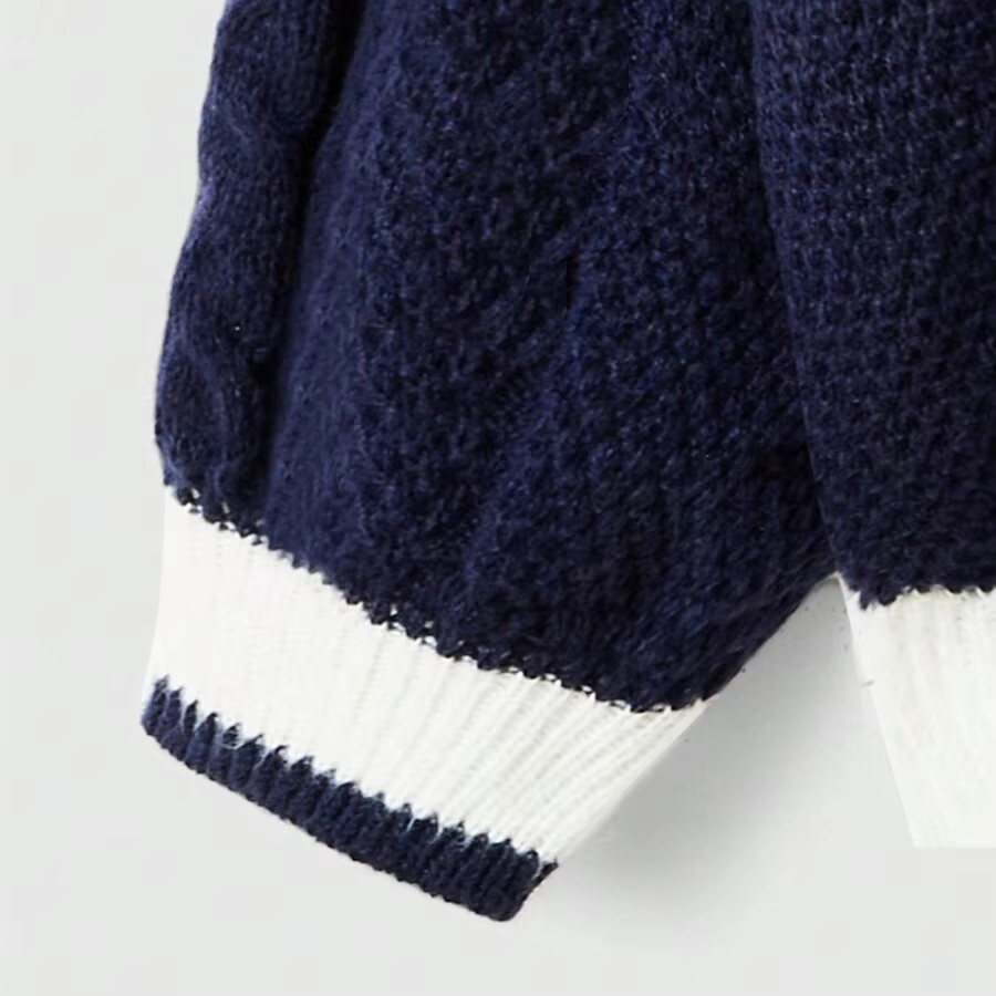 Fashion Winter Soild Color V Neck Cricket Chunky Oversized Cotton Custom Cable Knitted Knitwear Women's Pullover Sweater Jumper