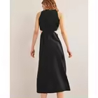 Custom linen fashion summer Cut Out Linen Midi Dress Crew Neck Hollow Waist Mini Cute Zipper party Dresses