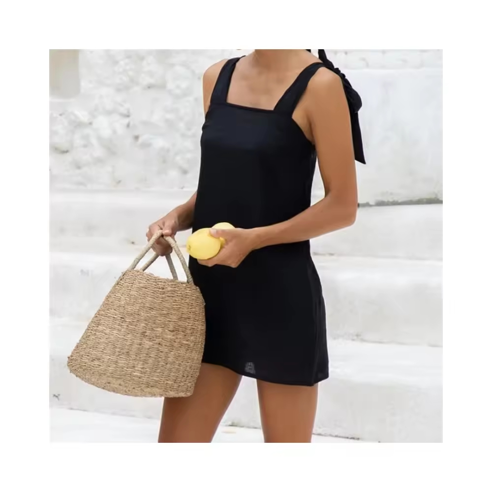 Clothing manufacturers custom Good Quality Top Selling fashion long Black Summer Dresses Mini Dress for women