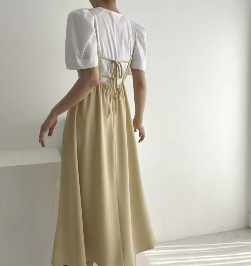 Japan dress chic summer design, back strap dress, sweet high waisted camisole dress for women